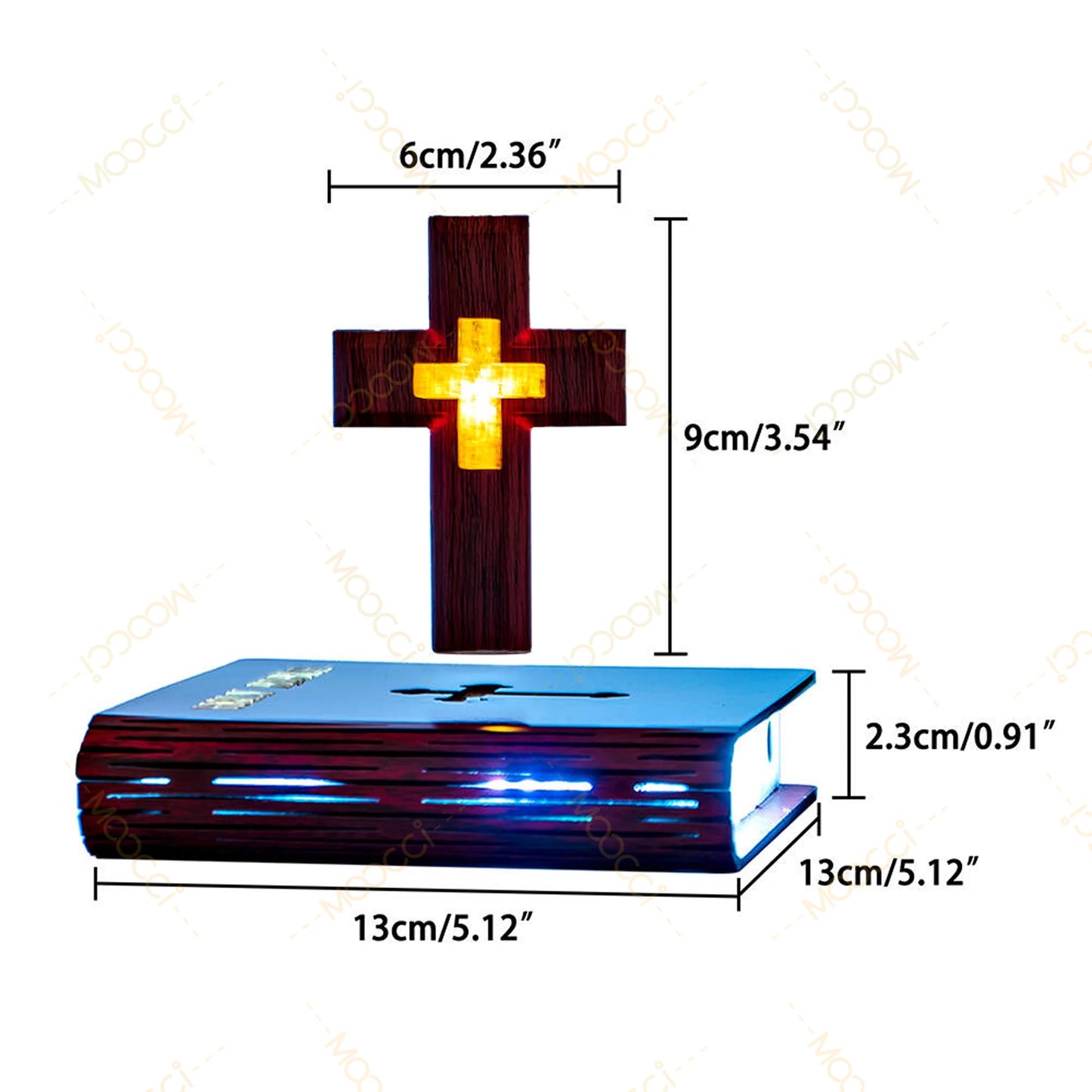 Christian Jesus Bible Book Base Perfect Infuse Spiritual Elegance Bedroom Atmosphere Magnetic Levitating Floating Colorful Cross