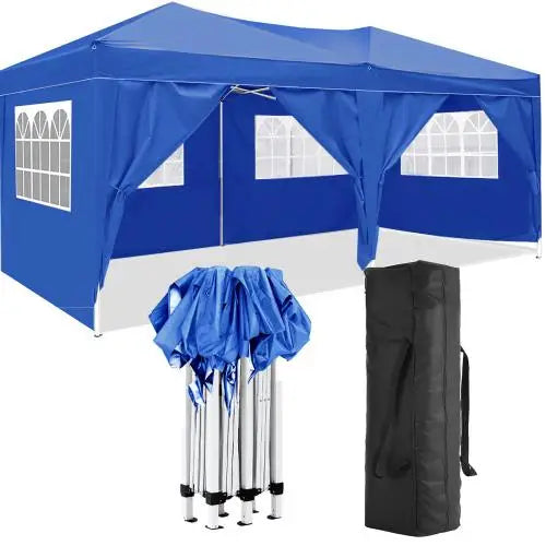 10'x20' Portable Folding Canopy 6 Removable Sidewalls UPF 50+ Gazebo Tent for Outdoor Events Beach Camping Parties Easy EZ Pop