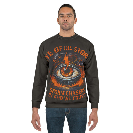 Eye of the Storm Unisex Sweatshirt, Storm Chaser Apparel, Casual Cozy Sweater, Gift for Weather Lovers, Adventure Clothing