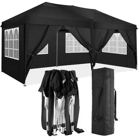10'x20' Portable Folding Canopy 6 Removable Sidewalls UPF 50+ Gazebo Tent for Outdoor Events Beach Camping Parties Easy EZ Pop