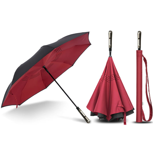 2020 New Design Inside Out Magic c Handle Inverted Reverse Umbrella with logo Printing